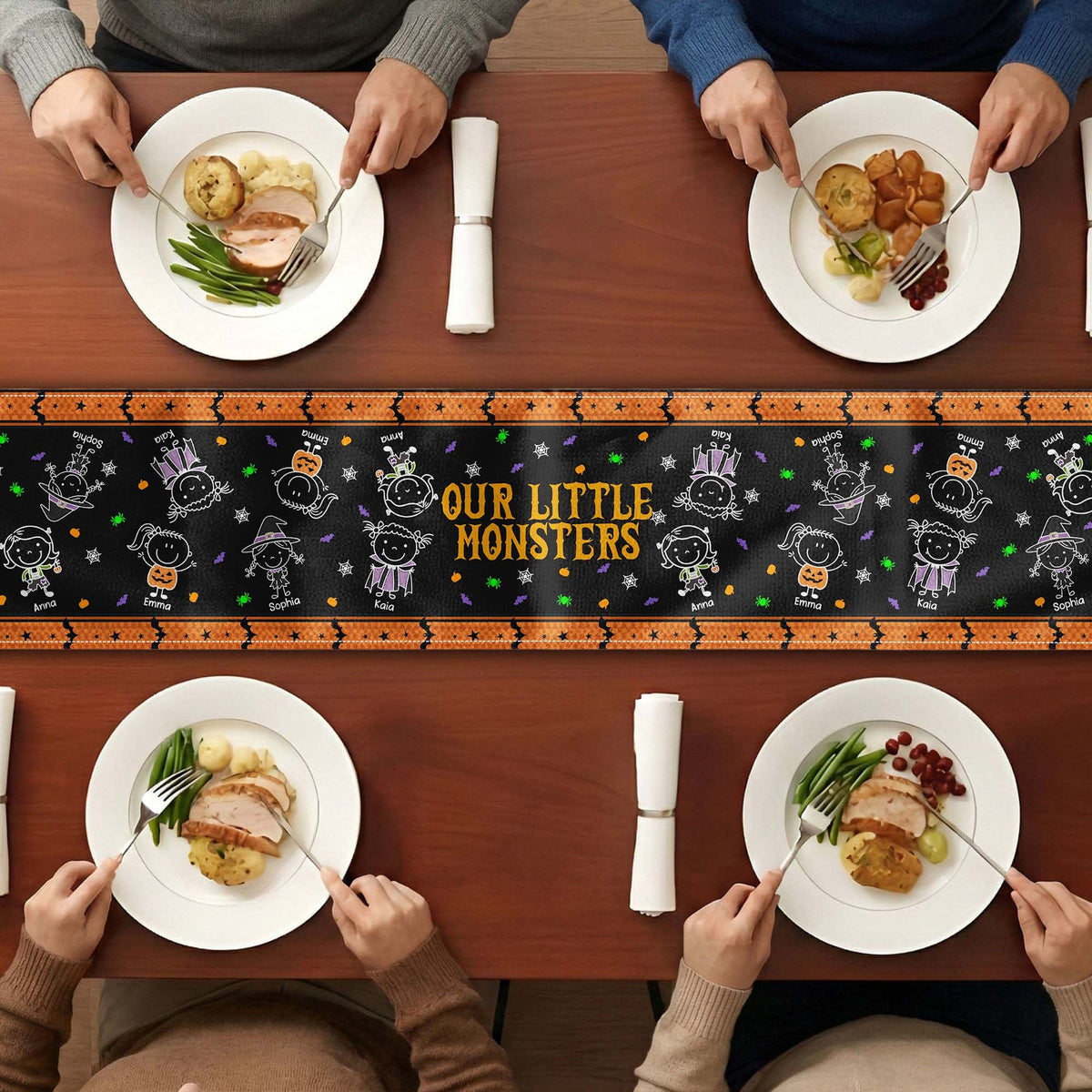 Our Little Monsters Halloween Doodle - Personalized Table Runner 9898c18b-89ab-41e4-86e1-9365e6926170-1.jpg