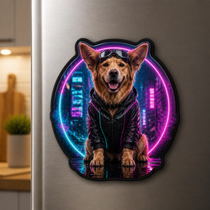 Cyberpunk Pet Portrait Fridge Magnet - Personalized Custom Shape Fridge Magnet 98a2f9d1-fd10-4116-827c-2927ccad491e.png
