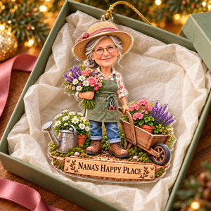 Personalized Gardener Christmas Ornament – Custom Photo & Text, Grandma Gardening Ornament, Christmas Gift for Nana, Mom & Garden Lovers 98ba4bf9-50ea-44a9-a2a4-685d63e8bf78-Nana-s-Happy-Place-Garden-Ornament-2.png