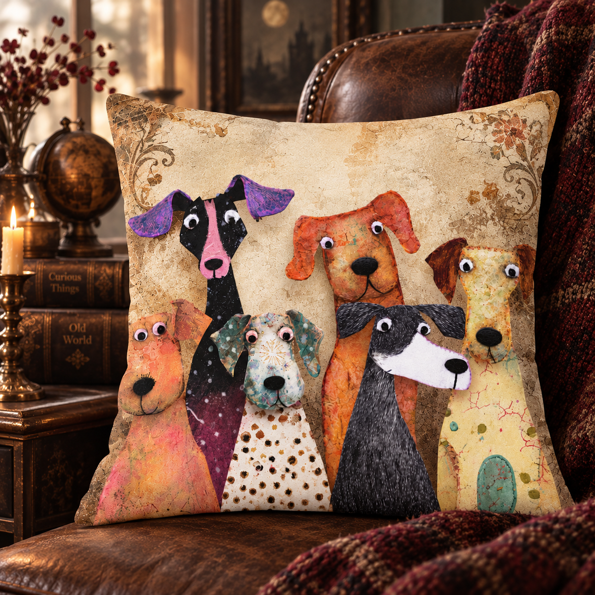 Whimsical Dog Friends Throw Pillow, Colorful Mixed Breed Dog Art Cushion, Playful Pet Lover Home Decor 98dde8b7-1ee6-4172-bddb-b50559762b0e-tyy.png