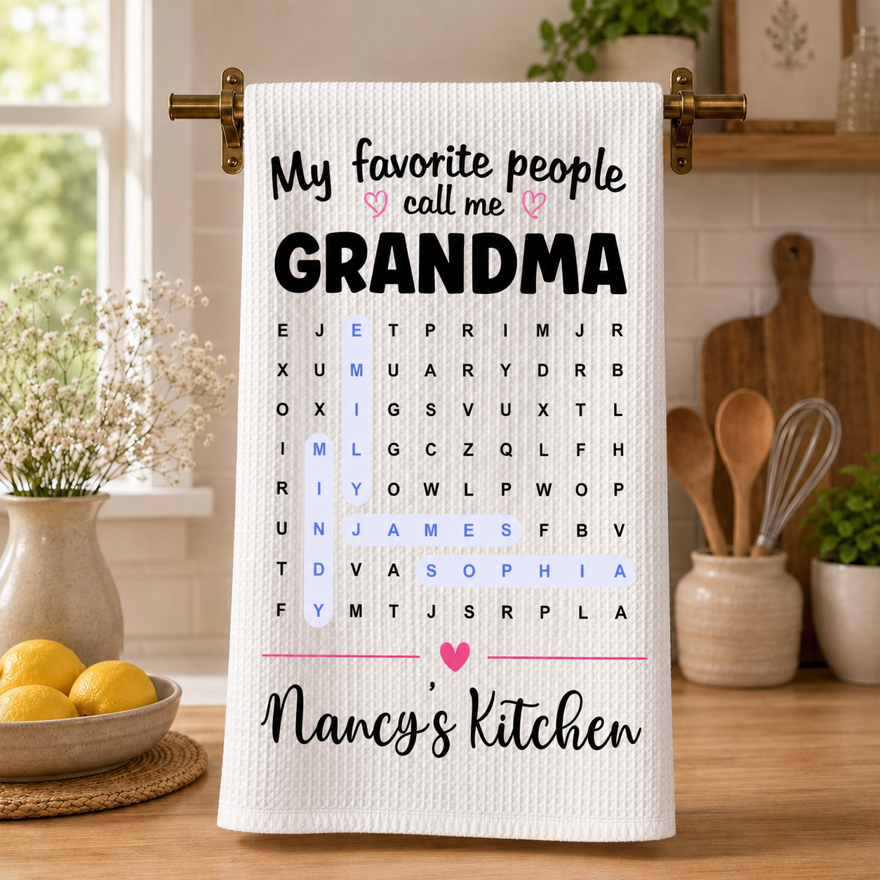 Grandma's Favorite People Word Search Puzzle - Personalized Name Waffle Weave Kitchen Towel, Housewarming Gift 98ee82cf-705c-4ab6-ba90-cfdda5c060a4-5daeb138-578a-4c39-8402-43d77419b228.png