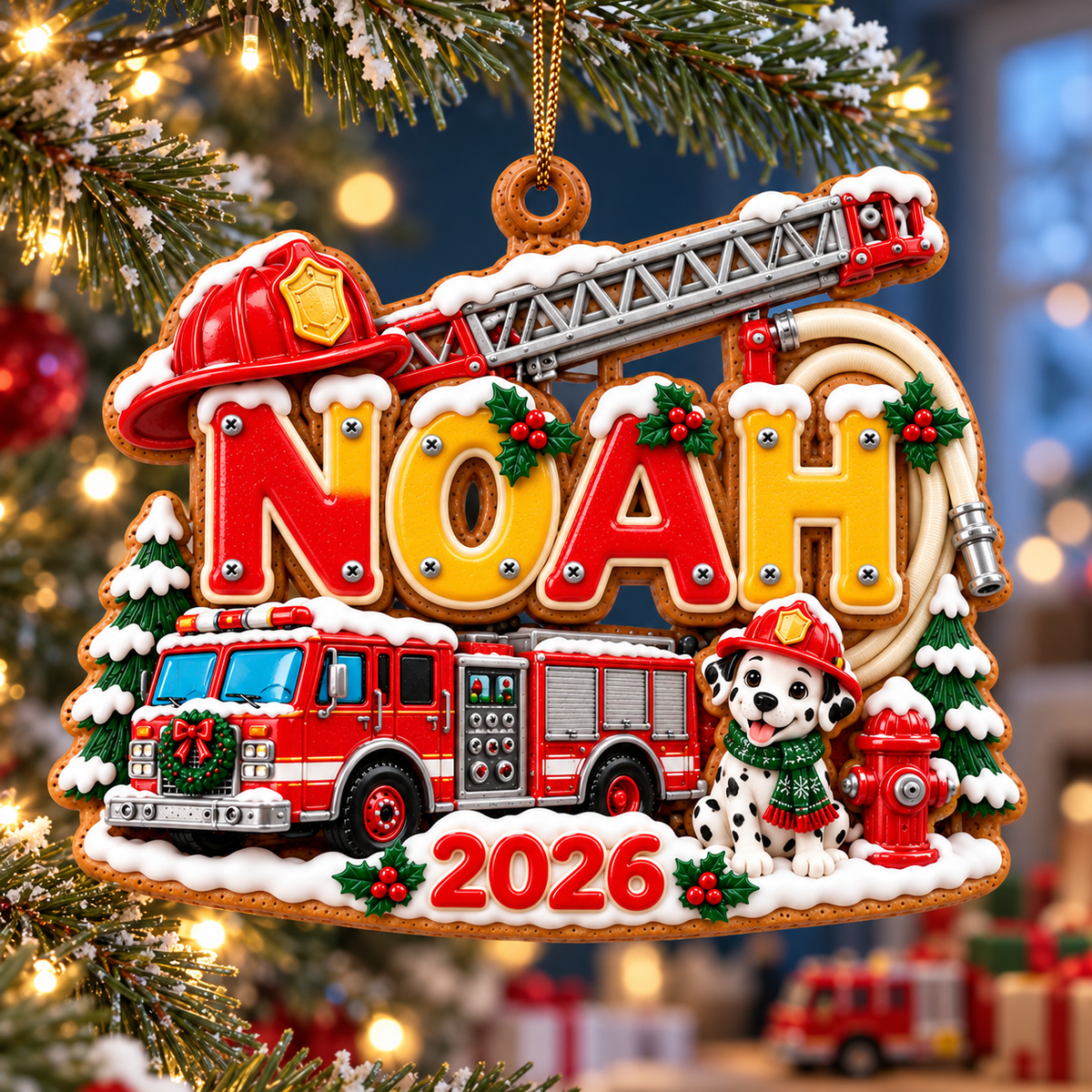 Personalized Fire Truck Christmas Ornament 2026 – Custom Name with Dalmatian and Firefighter Helmet, Little Firefighter Gift for Kids 990dcafb-76ca-4223-95b5-1624943e5c2f-Noah-s-Firefighter-Christmas-Ornament-1.png