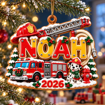 Personalized Fire Truck Christmas Ornament 2026 – Custom Name with Dalmatian and Firefighter Helmet, Little Firefighter Gift for Kids 990dcafb-76ca-4223-95b5-1624943e5c2f-Noah-s-Firefighter-Christmas-Ornament-1.png