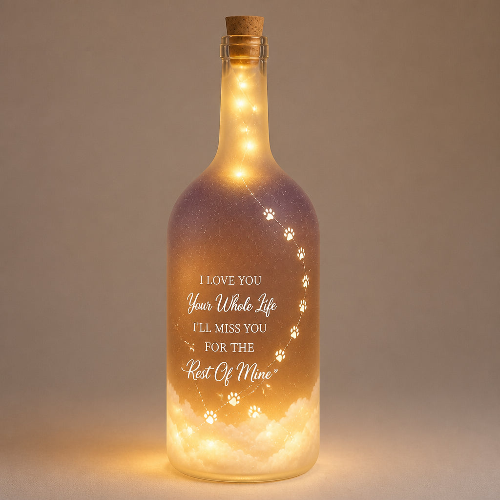 Pet Memorial Bottle Lamp – Custom Photo with Clouds & Paw Quote - Personalized Bottle Lamp 990f2376-b81e-4794-80d1-609f022090fe.jpg