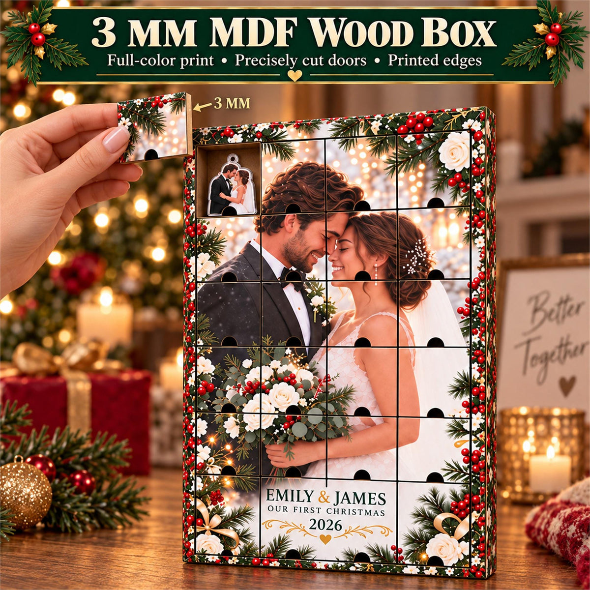 Personalized Newlywed Advent Calendar with 24 Custom Photo Acrylic Ornaments, Our First Christmas Married Gift, Wedding Keepsake for Couple 992975ee-033e-4a92-ac4a-42f9d137cc19-il_fullxfull.8619109459_c283.jpg