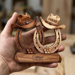 Custom Western Couple Wood Decor, Personalized Cowboy Hat Horseshoe Sign, Rustic Engagement Centerpiece, Bride And Groom Gift 994486ad-63c1-495a-ae17-d43dea3691bc-ghfjutyju-4-.webp