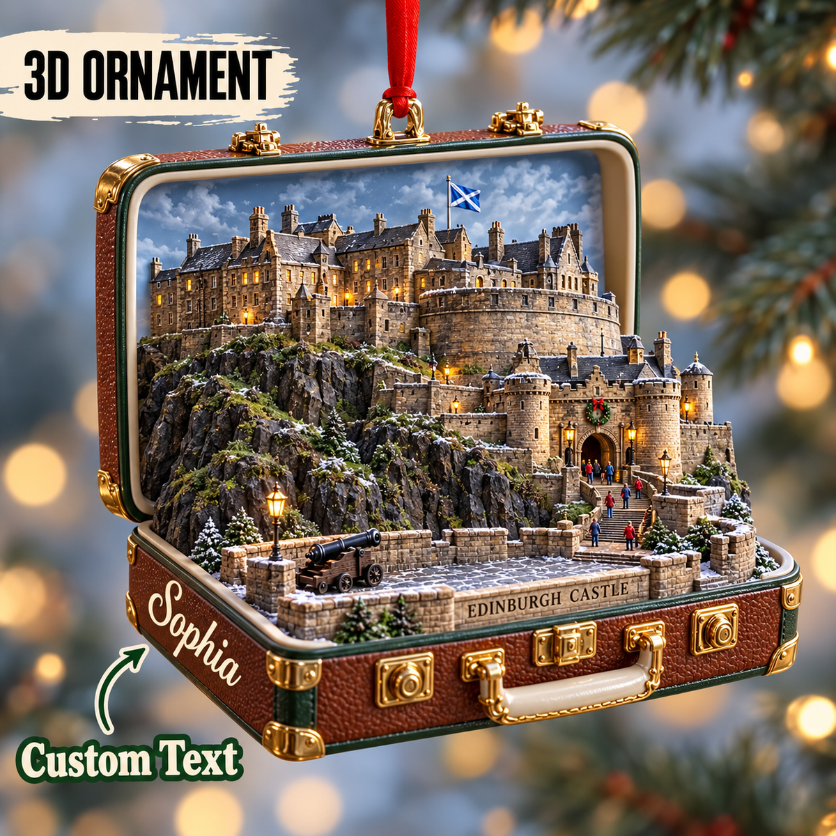 Personalized 3D Edinburgh Castle Suitcase Christmas Ornament – Edinburgh Scotland Travel Souvenir & Gift for Edinburgh Lovers 9956d41d-1e40-49b0-8fda-918a46d6609e-Edinburgh-Castle-3D-Christmas-ornament.png