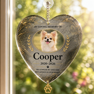 Pet Memorial Heart Stone – Photo, Name & Years (Granite Laurel) - Personalized 1 Layered Suncatcher with Charm 995b7ec5-441d-44a3-8273-8c5064cdf2d7.png