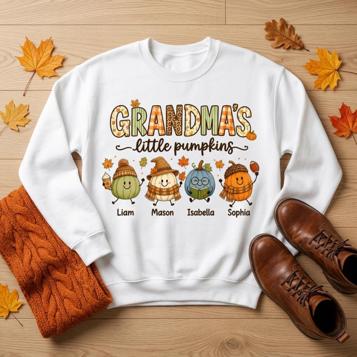 Personalized Grandma's Little Pumpkins Fall Halloween Shirt, Custom Autumn Pumpkins Grandkids Names Shirt, Fall Gift For Nana Gigi Mimi 995e8541-65ed-454f-8e3d-ba4e1810a2a9-10.jpg