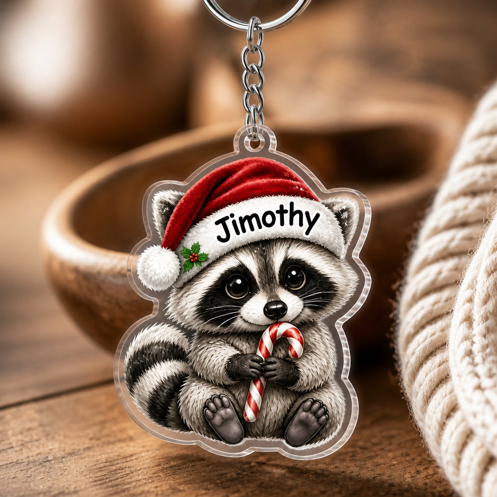 Personalized Raccoon Santa Hat Acrylic Keychain - Personalized Acrylic Keychain 9960074b-0afe-499c-ac29-de9fd8dccc7c.jpg