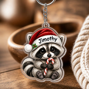 Personalized Raccoon Santa Hat Acrylic Keychain - Personalized Acrylic Keychain 9960074b-0afe-499c-ac29-de9fd8dccc7c.jpg