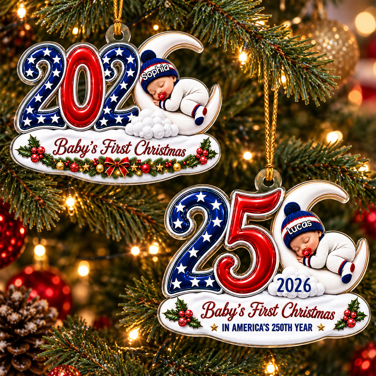 Little Baby First Christmas Baby First Christmas 250th Ornament - Personalized Acrylic Ornament 9968495d-8f4c-4667-902a-bce2f508e9ab-1-1-.jpg