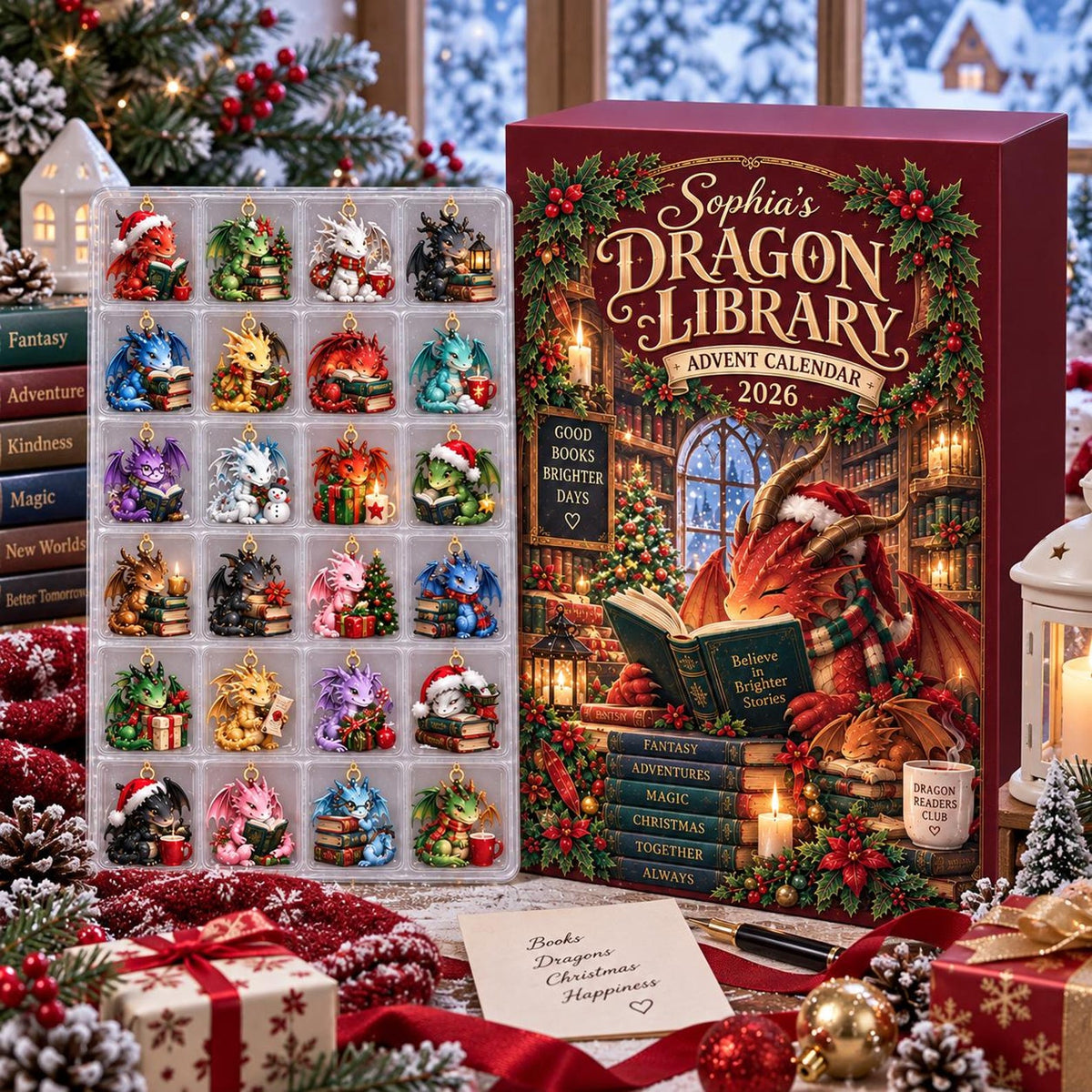 Dragon Library Advent Calendar, 24 Fantasy Ornament Countdown, Book Lover Christmas Gift, Holiday Decor, Gift 2026, Custom Name Keepsake 996f6c92-f5fe-4029-8956-55239e02f861-il_1588xN.8497230624_cf6r.jpg