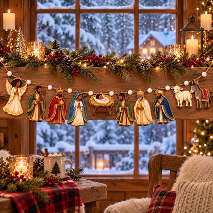 African American Nativity Wooden Garland, Black Holy Family Christmas Mantel Decor 9976a281-d97c-411d-ba6d-c932ef85c872-dgdfg-2-.webp