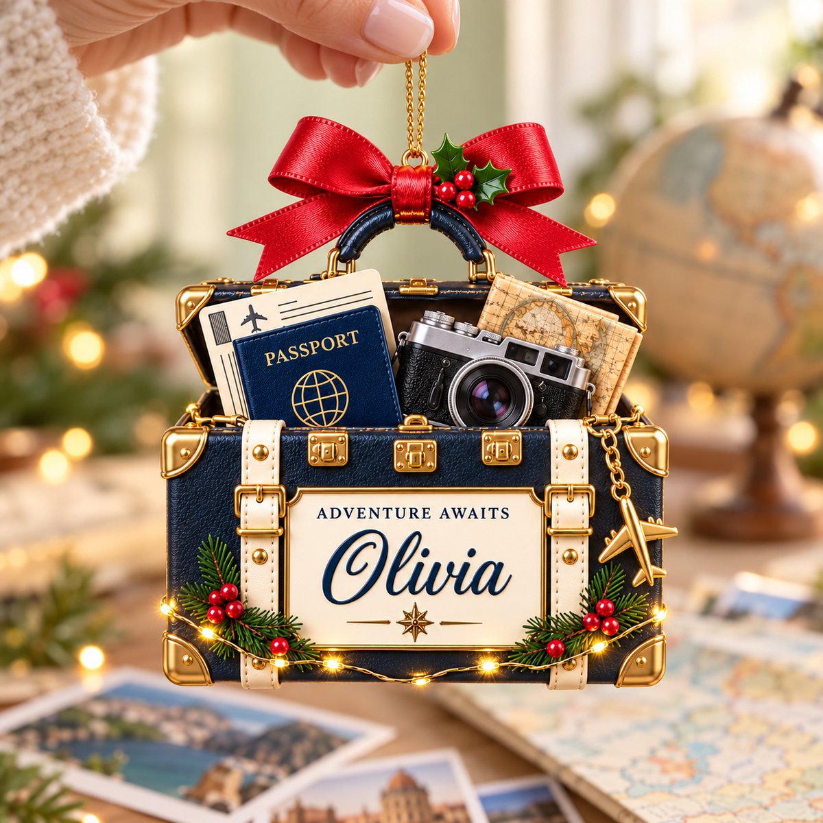 Personalized Travel Suitcase Christmas Ornament – Custom Name with Passport, Camera and Map, Adventure Awaits Keepsake Gift for Travel Lovers 997f81cb-10cd-42b0-a37b-a6bd4bad2f64-7ed47b43-3925-48fe-8df8-dee64a2938e6.png
