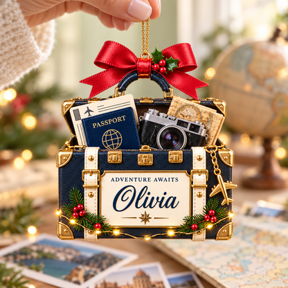Personalized Travel Suitcase Christmas Ornament – Custom Name with Passport, Camera and Map, Adventure Awaits Keepsake Gift for Travel Lovers 997f81cb-10cd-42b0-a37b-a6bd4bad2f64-7ed47b43-3925-48fe-8df8-dee64a2938e6.png