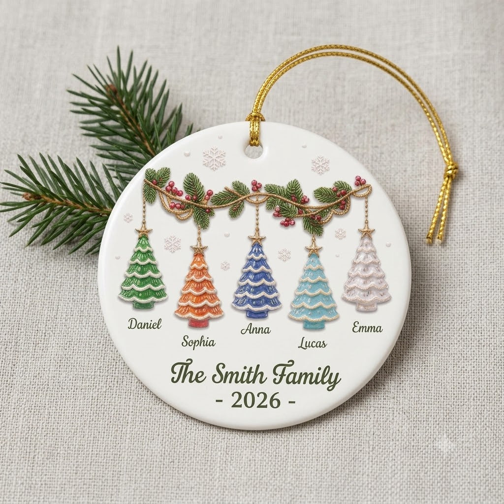 Christmas Tree Ceramic Ornament - Personalized Family Ornaments