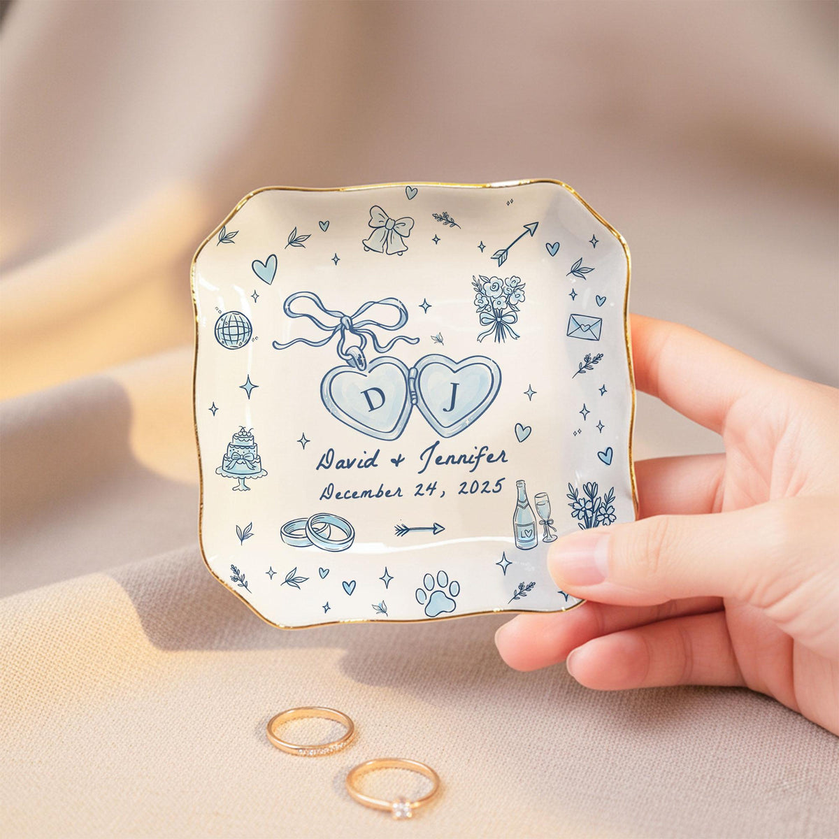 Personalized Wedding Ring Dish for Couple: Custom Names & Year Jewelry Tray, Engagement Bridal Shower Gift for Bride 9999379f-205c-40a0-aa13-23d68c5ef072-4.jpg