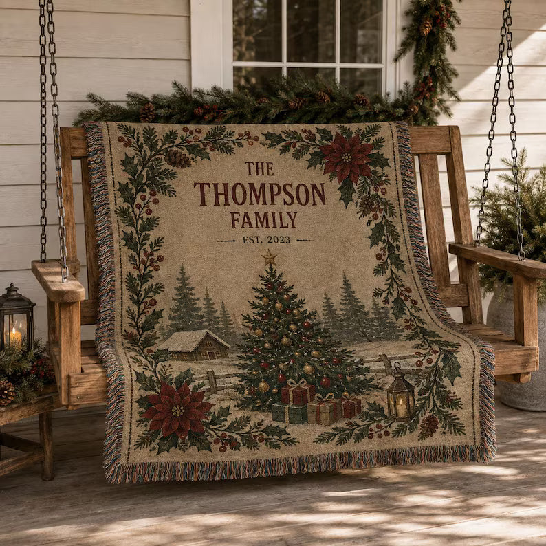 Personalized Family Christmas Blanket, Custom Surname Woven Throw, Rustic Christmas Tree Holiday Gift 99cb9e31-7dba-41d8-b10a-7ee975800fa7-dfhyt-4-.jpg