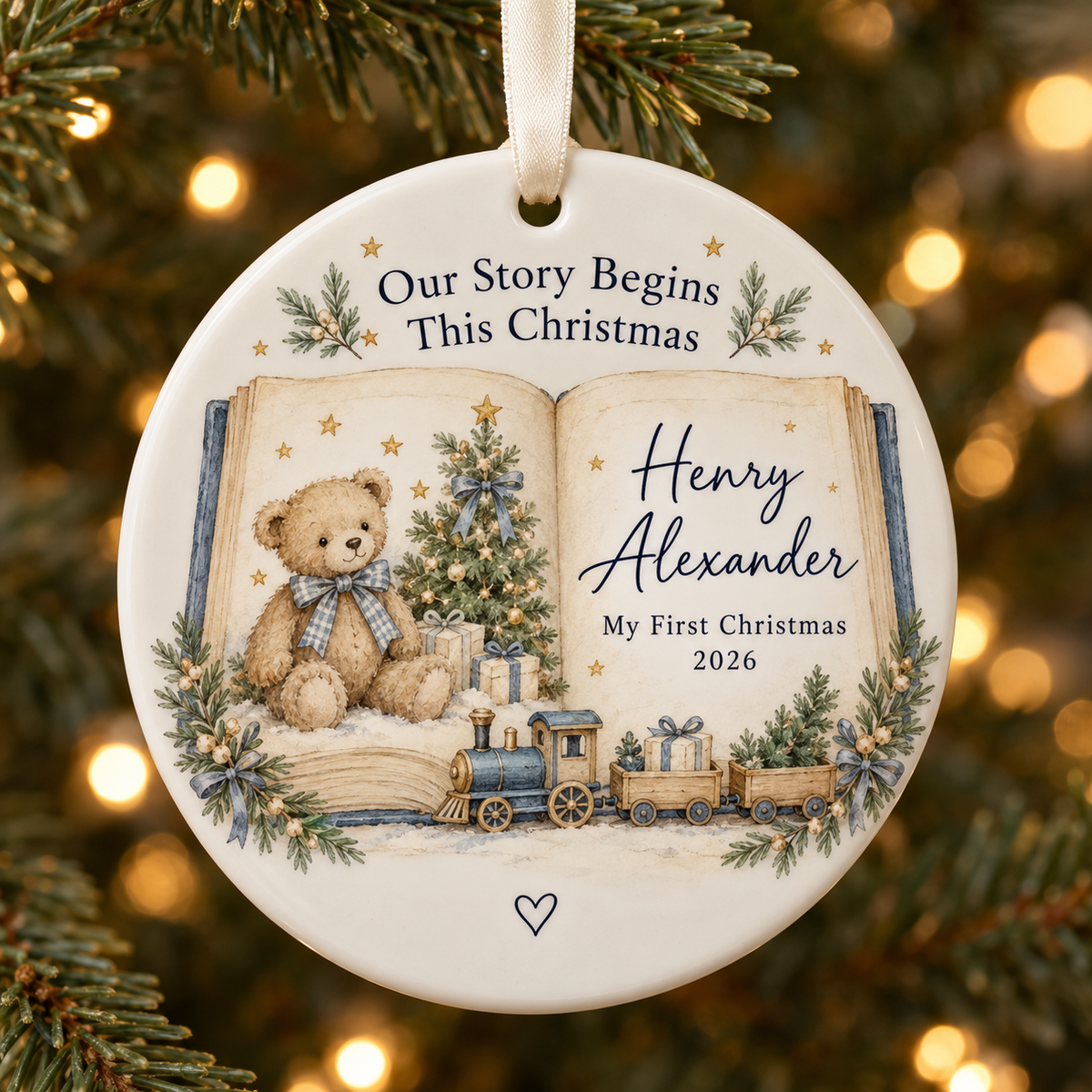 Personalized Baby’s First Christmas Ornament 2026, Storybook Teddy Bear & Train, Custom Name Keepsake, Gift for New Parents 99d55e8a-1157-41a0-b3d2-f0fda9e4cb01-Our-Story-Begins-Christmas-Ornament.png
