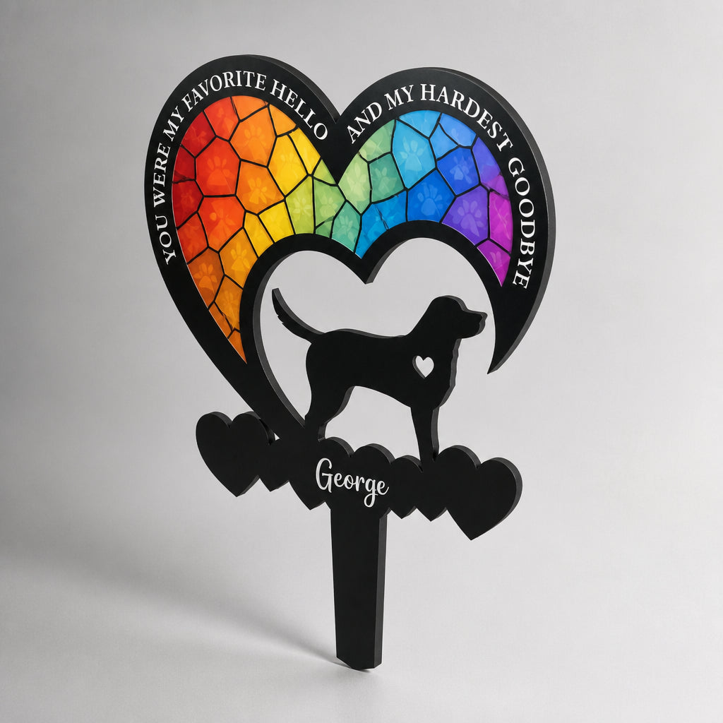 Pet Memorial Yard Sign – Favorite Hello Hardest Goodbye (Stained-Glass Rainbow) - Personalized Yard Sign 99de44c3-f8b7-430a-9cbc-673a44b8db90.jpg