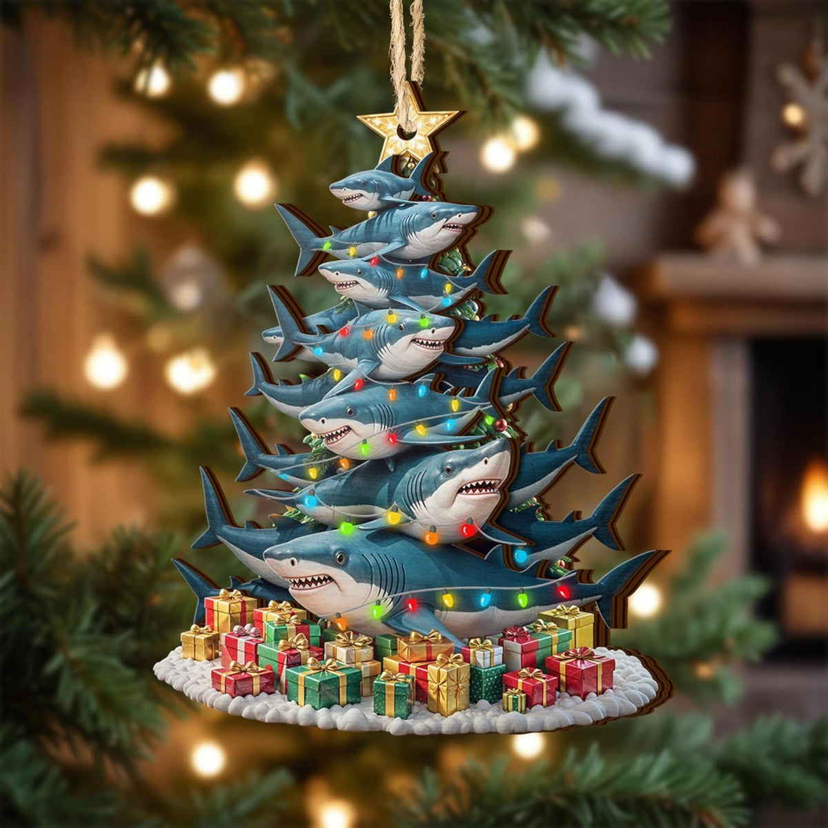 Shark Christmas Ornaments, Sea Life Ornaments, Christmas Tree Hanging,2 Layer Wooden Ornament, Ocean Christmas Decor, Gift for Shark Lover 99e38916-4a9c-4245-81fe-fb474f2cd1b6-5.jpg