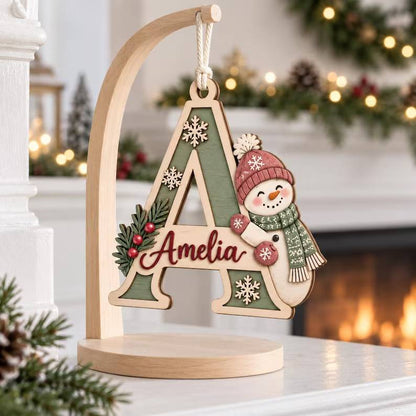 Personalized Initial Wooden Ornament, Snowman Christmas Decoration, Custom Name Letter, Rustic Holiday Keepsake 99e54d3d-2c9d-4ec7-a670-0348f24828d2-getrty-3-.jpg