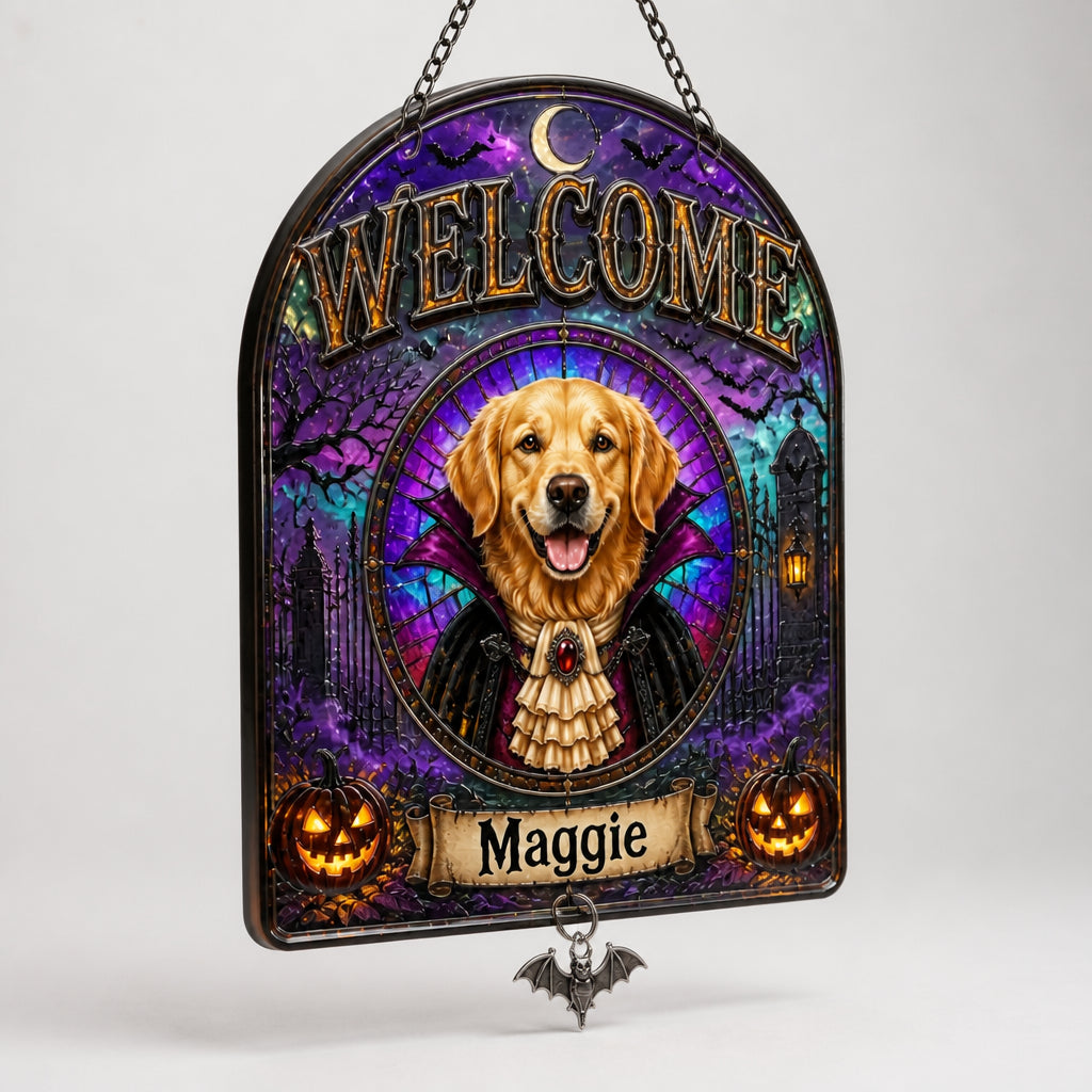 Halloween Pet Vampire Welcome Garden Flag - Personalized 1 Layered Suncatcher with Charm 99f0ca76-1a40-4524-8686-c0586715125b.jpg