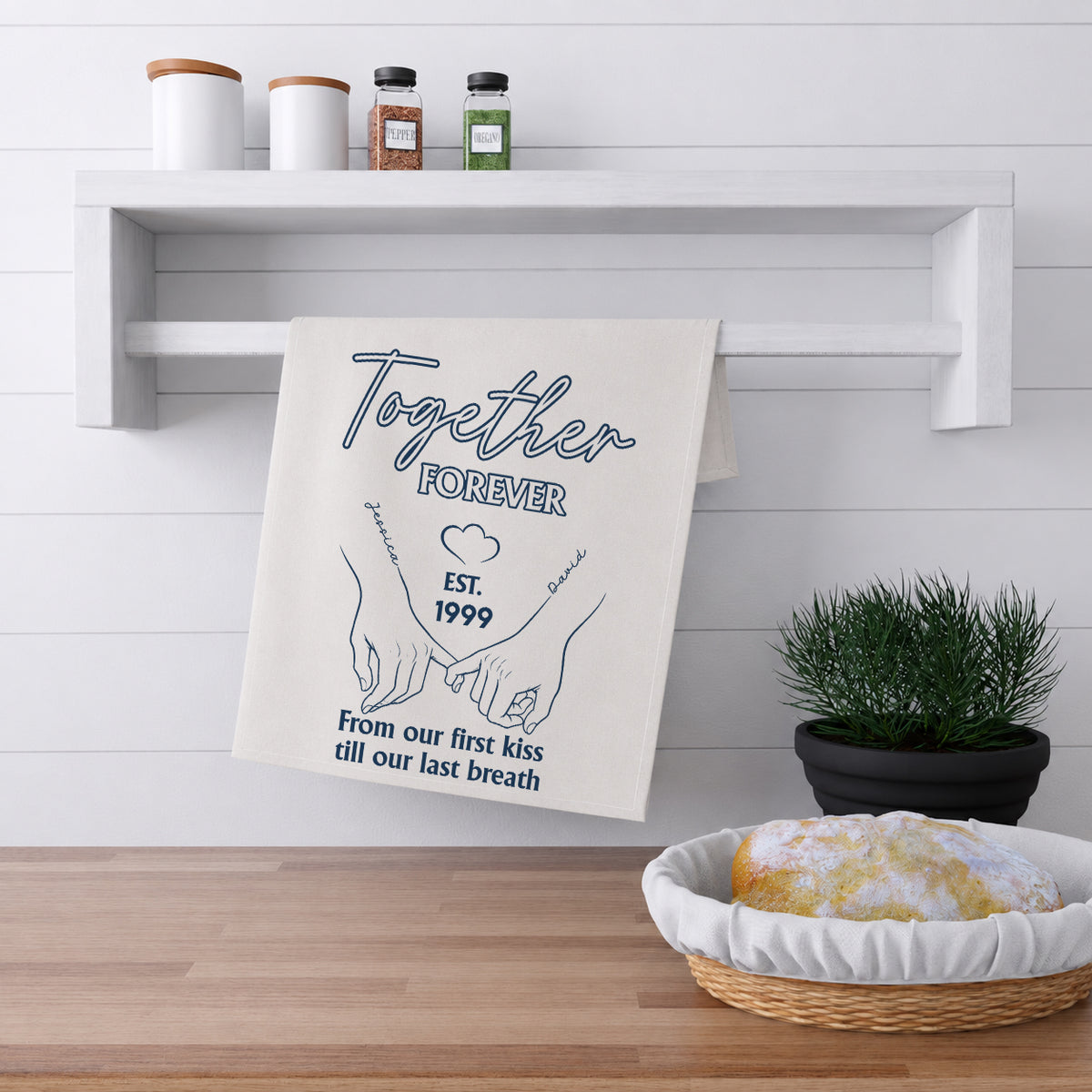 Forever With You - Couple Gifts - Personalized Kitchen Towel 99f89600-4c32-4967-a05e-d660ae20a553-mk2-3-.jpg
