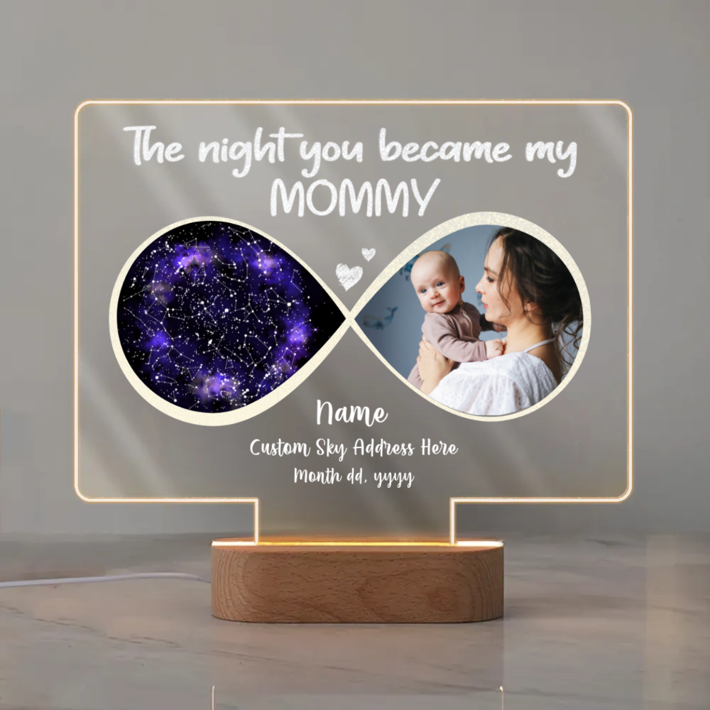 The Night You Became My Mommy Custom Star Map Led Light, Mother s Day Gifts For First Time Moms, Good Gifts For New Moms From Husband