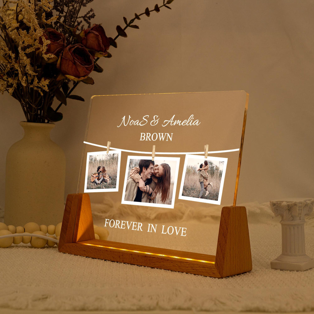 Couple Gifts with Photo, Couple's Photo Collage LED Light, Valentines Day Gift, Gift for Boyfriend Girlfriend, Anniversary Gift for Couple