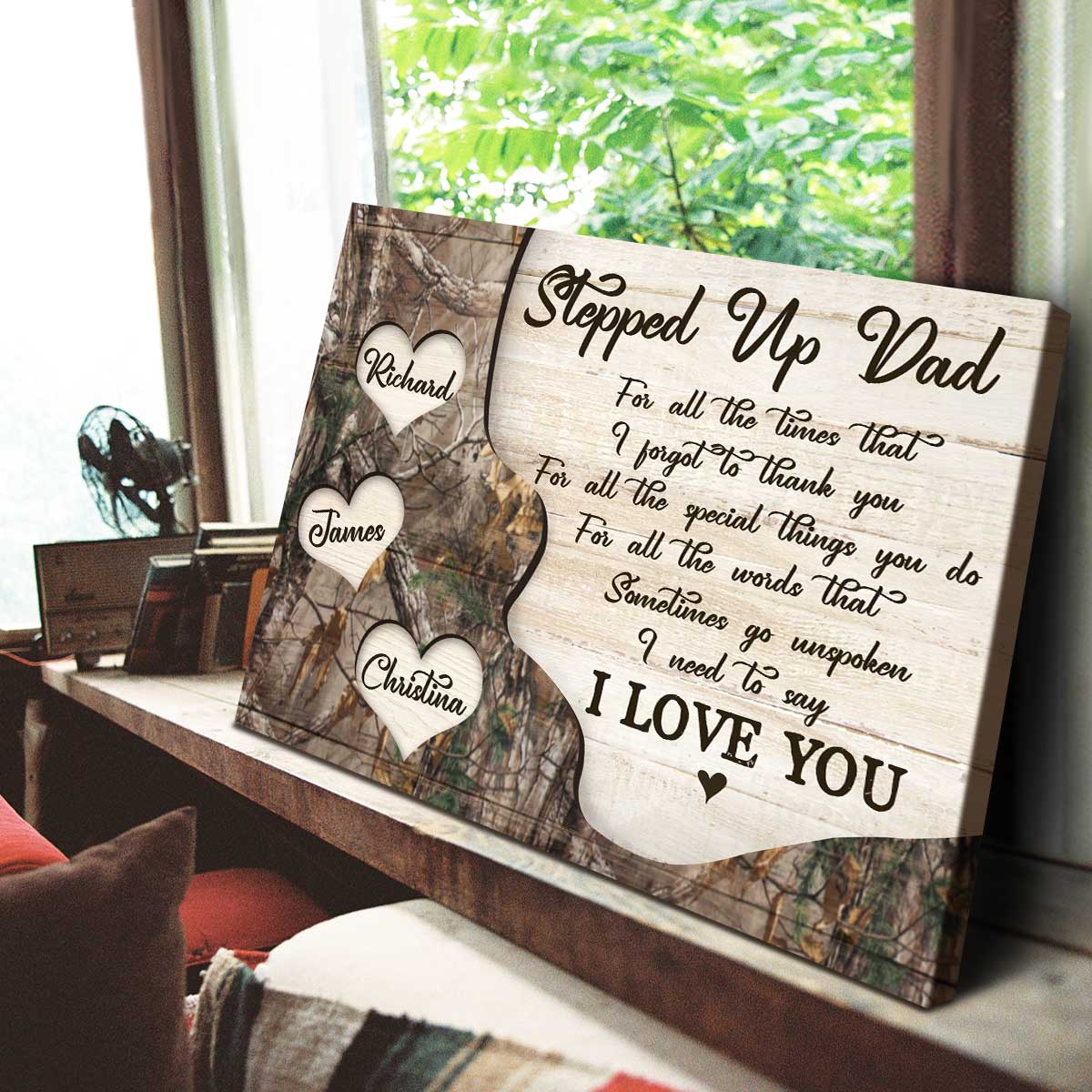 Stepped Up Dad I Need To Say I Love You - Personalized Canvas - Gift For Step Dad, Bonus Dad, Father's Day, Birthday Gift