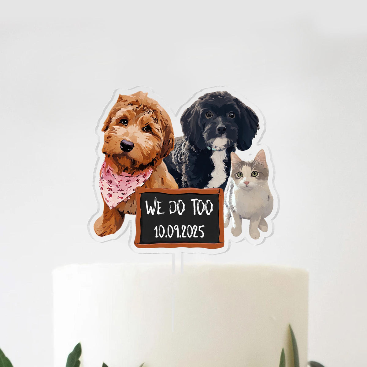 Personalized Pet Portrait Photo Wedding Cake Topper, Custom Dog Photo Cake Topper, Dog Owner Party Favors Decor, Wedding Party Favors