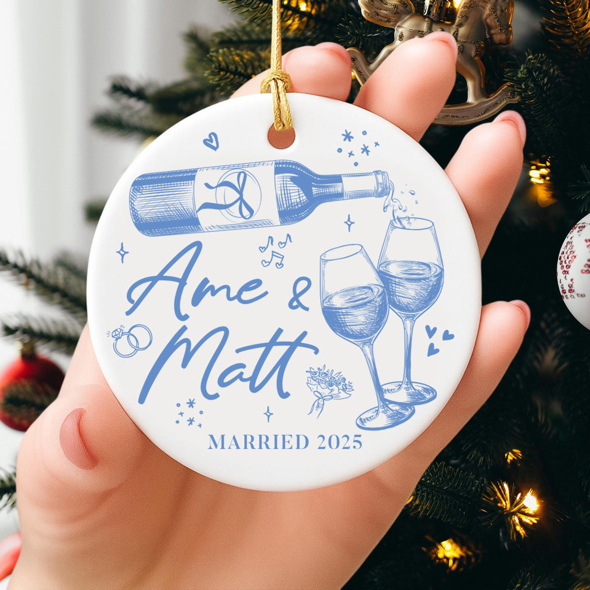 Personalized Christmas Married Ornament, First Christmas Married Ornament, Custom Mr Mrs Wedding Ornament, Wedding Keepsake Gift For Couples