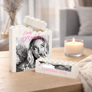 Custom 30th Birthday Gift for Her, Personalized Birthday Photo Building Block, Established Milestone Gift, Custom Photo Birthday Puzzle