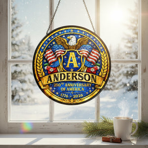 Personalized Eagle Crest Glass Suncatcher 250th Anniversary