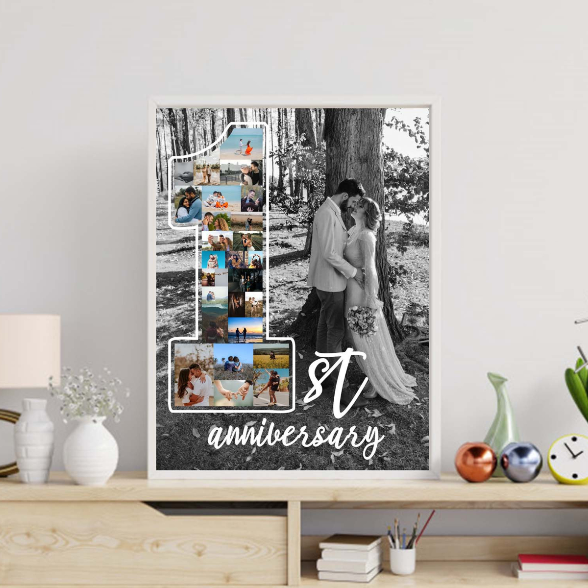 Our First Year Together Personalized Photo Collage, One Year Anniversary Gifts for Boyfriend, 1st Anniversary Gift for Husband, Gift for Him