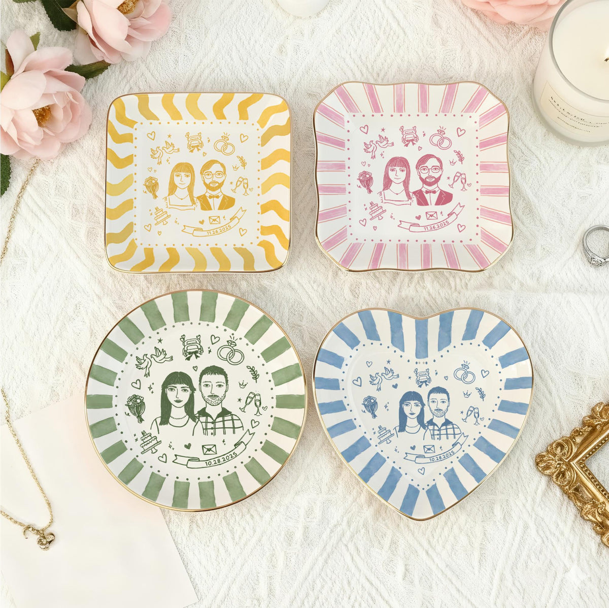 Custom Engagement Ring Dish, Personalized Engagement Gift for Bride, Engaged Jewelry Dish for Her, Custom Wedding Jewelry Tray