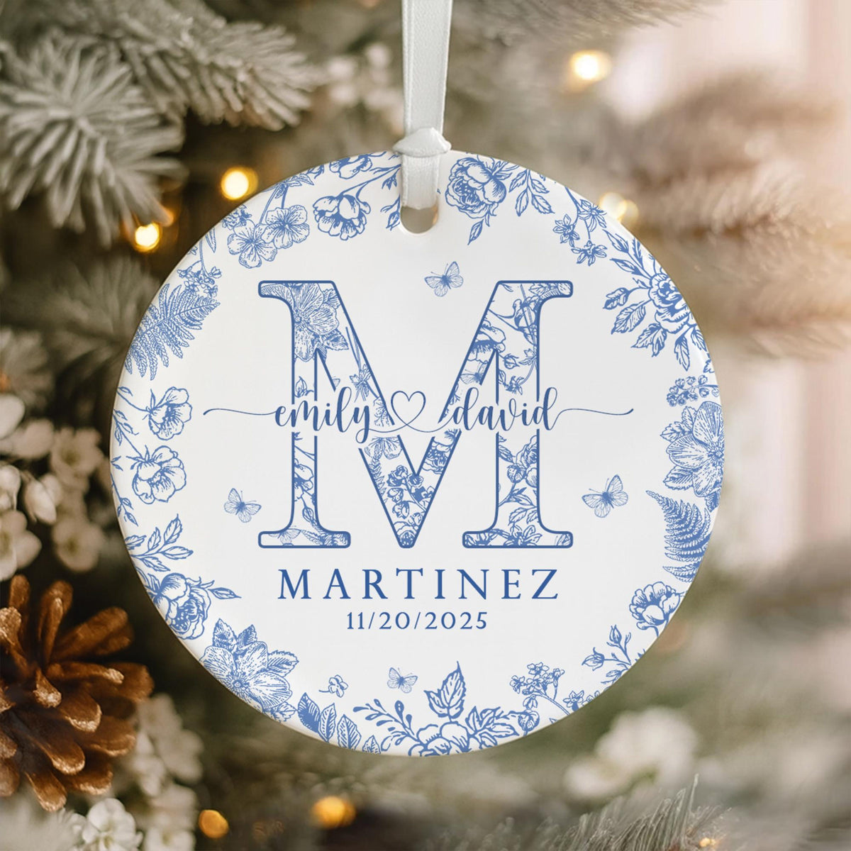 Personalized Couple Name Ornament, Engagement Gift, Custom Family Name Ornament, Wedding Gift For Couples, Newly Engaged, Anniversary Gift