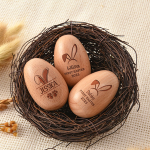 Personalized Wooden Easter Egg, Musical Wooden Easter Egg Shakers, Custom Easter Gift, Baby First Easter