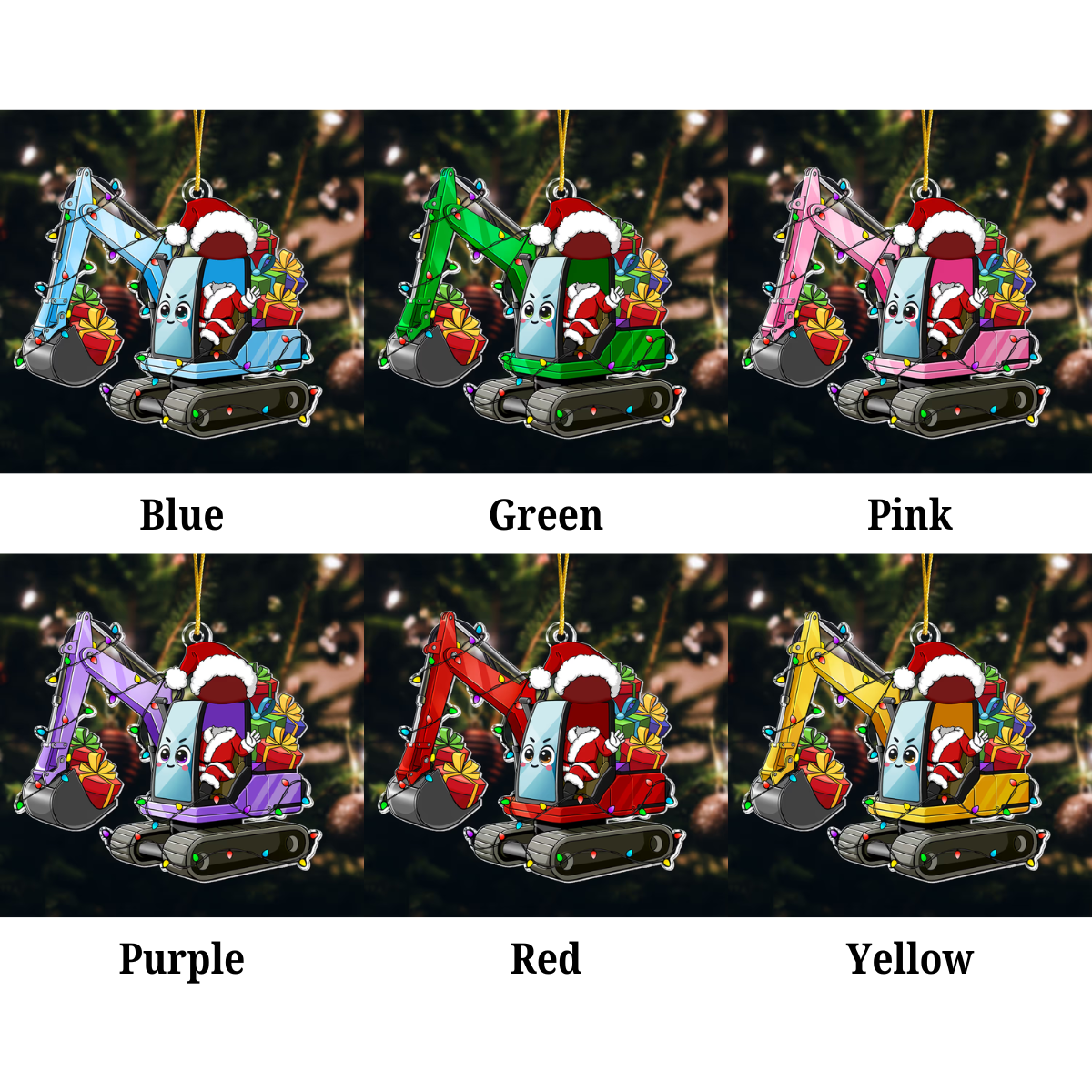 Custom Kid Face Cartoon Excavator - Personalized Acrylic Shaped Ornament - Christmas Gift For Kids