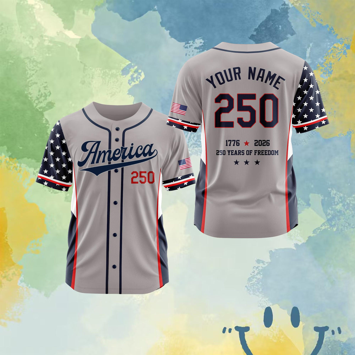 Personalized America 250 Jersey, 4th of July Baseball Shirt, USA Patriotic Jersey, Custom Name Number Independence Day Outfit