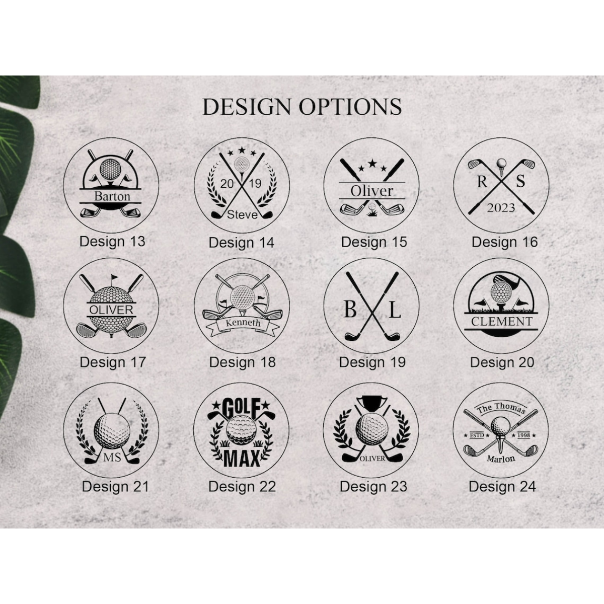 Engraved Leather Golf Bag Tag with Tees: Personalized Golf Gift
