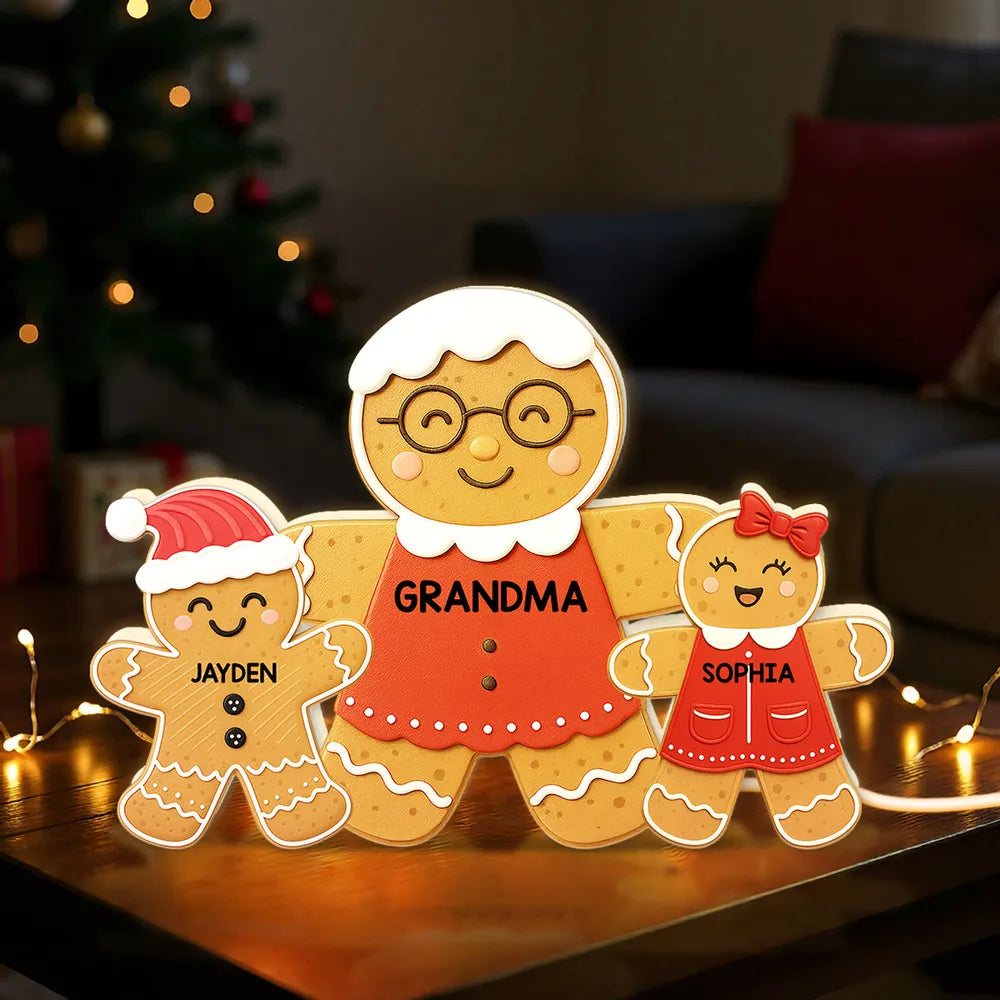 Grandma Perfect Batch Gingerbread Grandkids - Personalized Acrylic Light Box - Christmas Gift For Grandmas