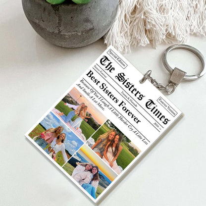 Personalized Sisters Times Acrylic Keychain, Custom Sister Gift, The BFF Times, Best Sister Christmas Photo Keychain, Christmas Gift For Besties