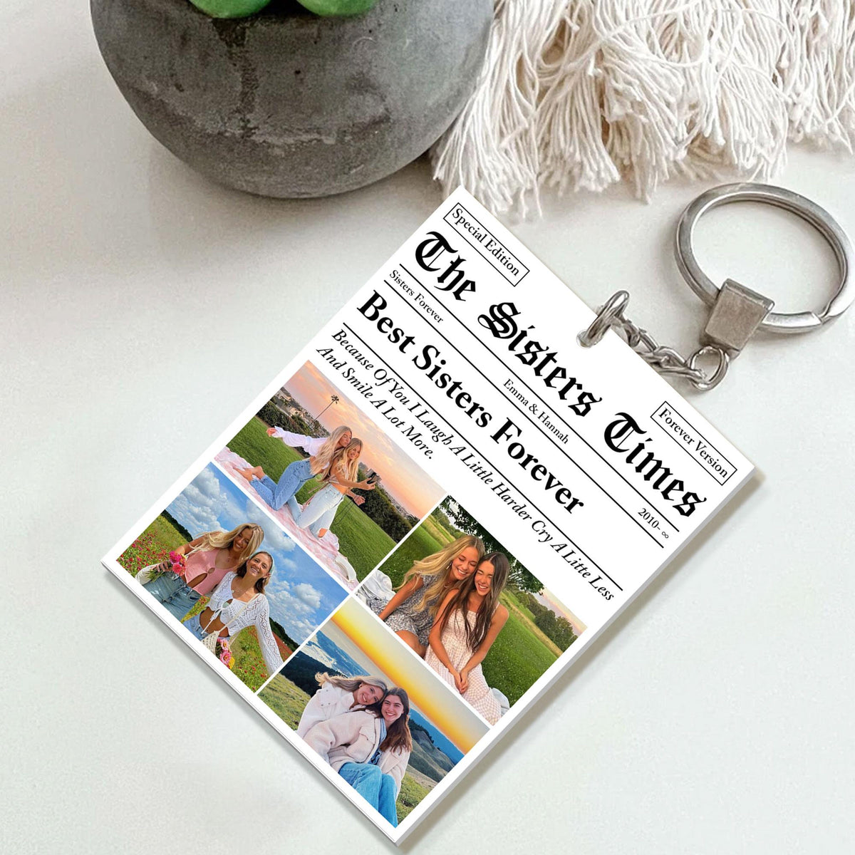 Personalized Sisters Times Acrylic Keychain, Custom Sister Gift, The BFF Times, Best Sister Christmas Photo Keychain, Christmas Gift For Besties