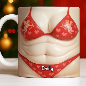 Custom Cupid-Themed Mug With Hearts And Angels, Personalized Coffee Mug, Gift For Partner