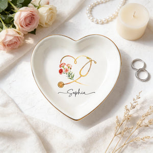 Personalized Nurse Ring Dish: Nurse Graduation Jewelry Dish, Stethoscope Trinket Dish With Name, Nurse Retirement Keepsake, Nurse Day Gift