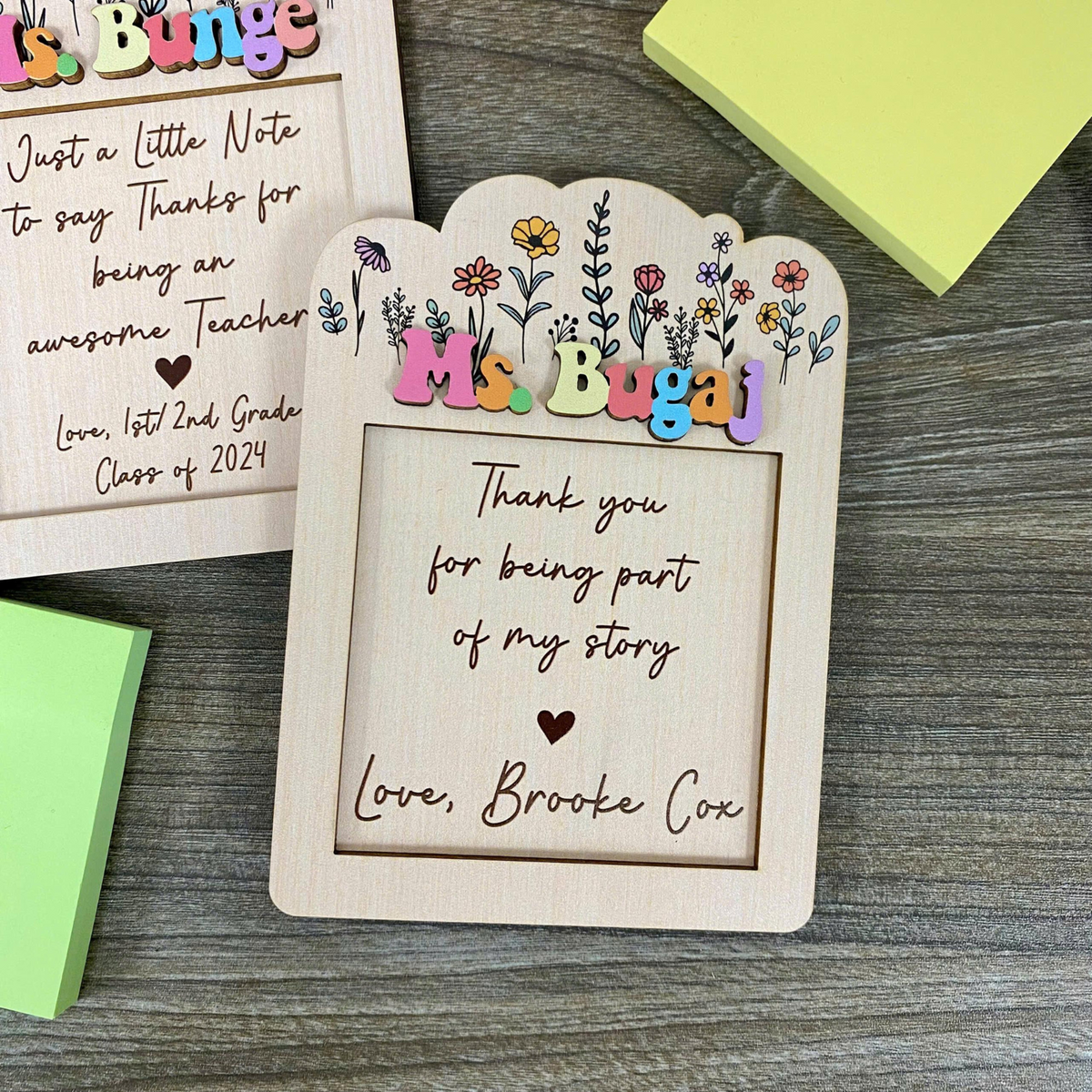 Sticky Note Holder Teacher Gift, Post Note Holder for Teacher Appreciation Gift, Notes Holder Teacher Name Gift, Teacher Gift for Desk