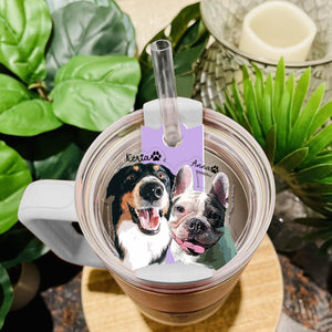 Personalized Dog Tumbler Name Tag, 30oz 40oz Tumbler Pet Plate Topper, Custom Pet Portrait Tumbler Topper, Pet Memorial Tumbler Tag